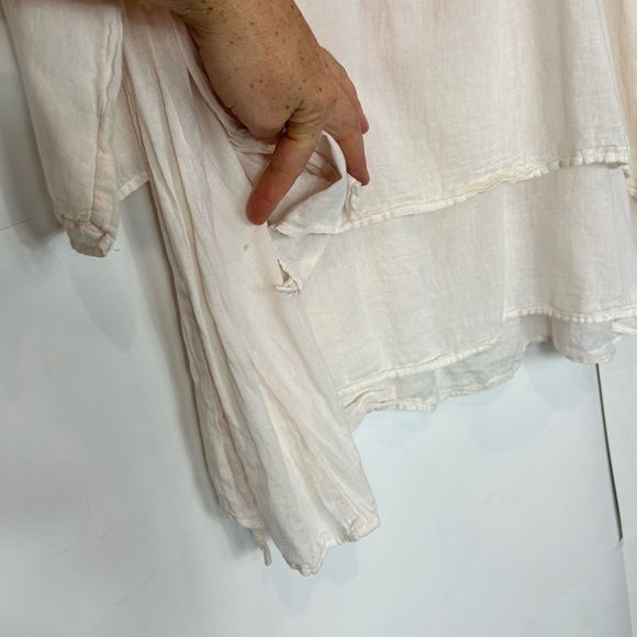 JP and Mattie Cream Boho Peasant blouse Cotton Shell Buttons Layered Tunic - Picture 7 of 15